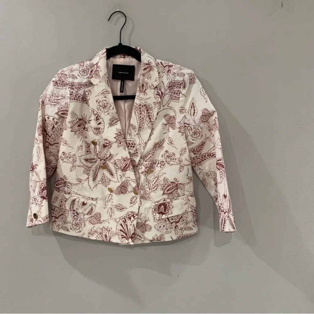 ✅ Isabel Marant Jacket Lisa Paisley Cropped Double Breasted in Purple White